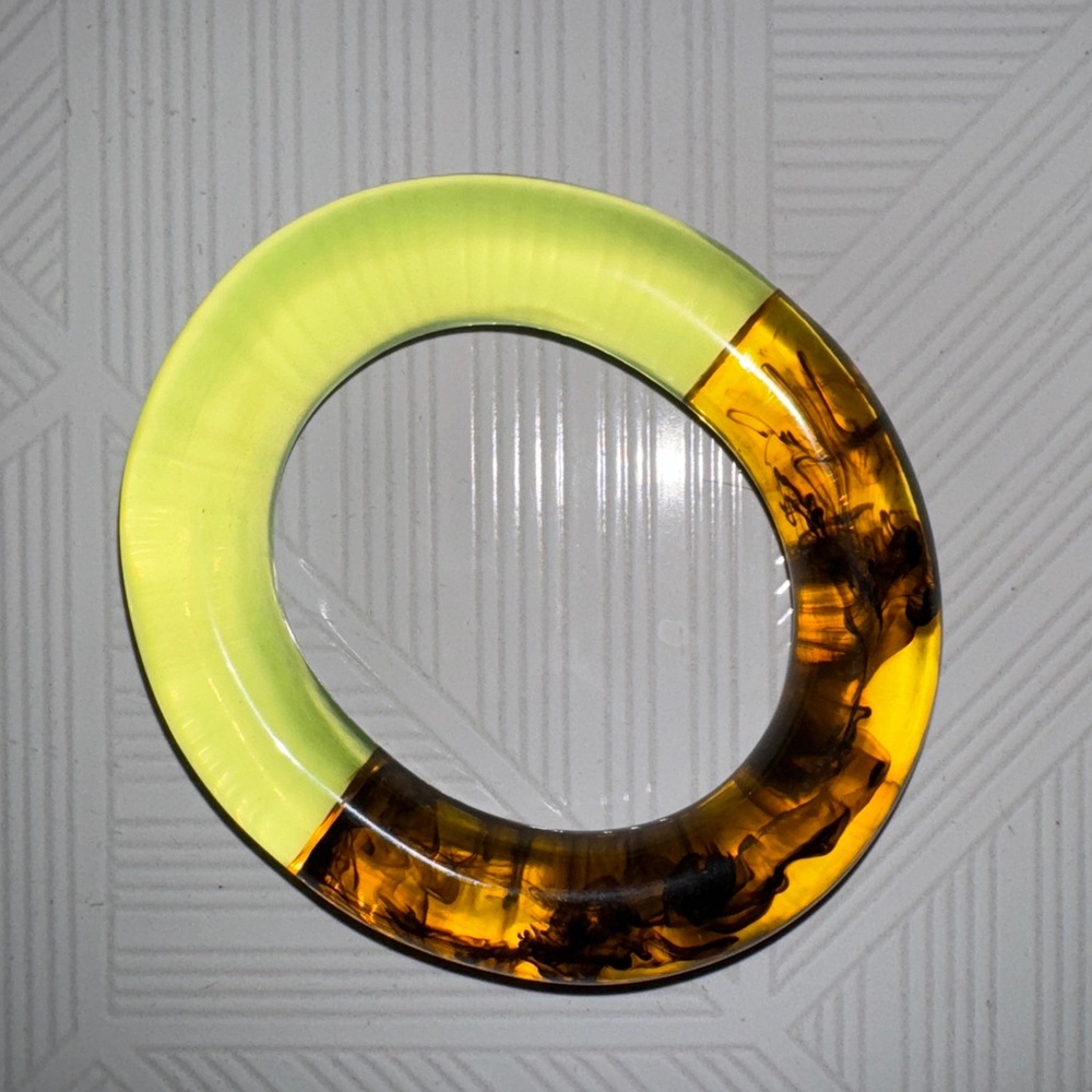 Statement chunky cat eye and green acrylic bracelet